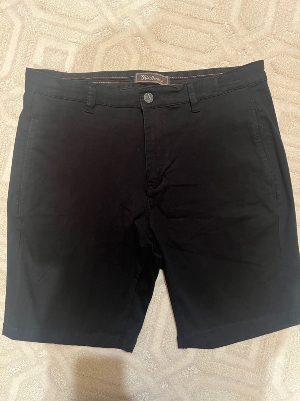NWOT 34 Heritage Men's Black Flat Front Chino Shorts